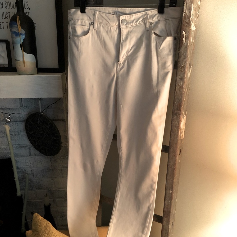 White jean leggings